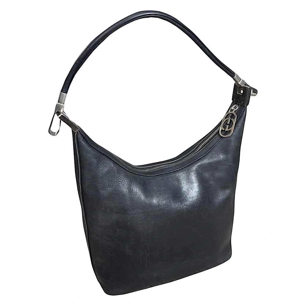 GUCCI 1997 TOM FORD ERA Smooth Black Calfskin‎ Leather Hobo 3814 w/ GG DustBag - Picture 2 of 13